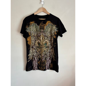 Last Hold Mens Y2K Graphic T-Shirt Black Streetwear Medium